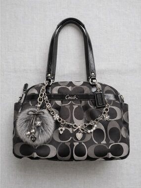 Coach Signature Jacquard Addison Tote Bag in Charcoal/Black F18376